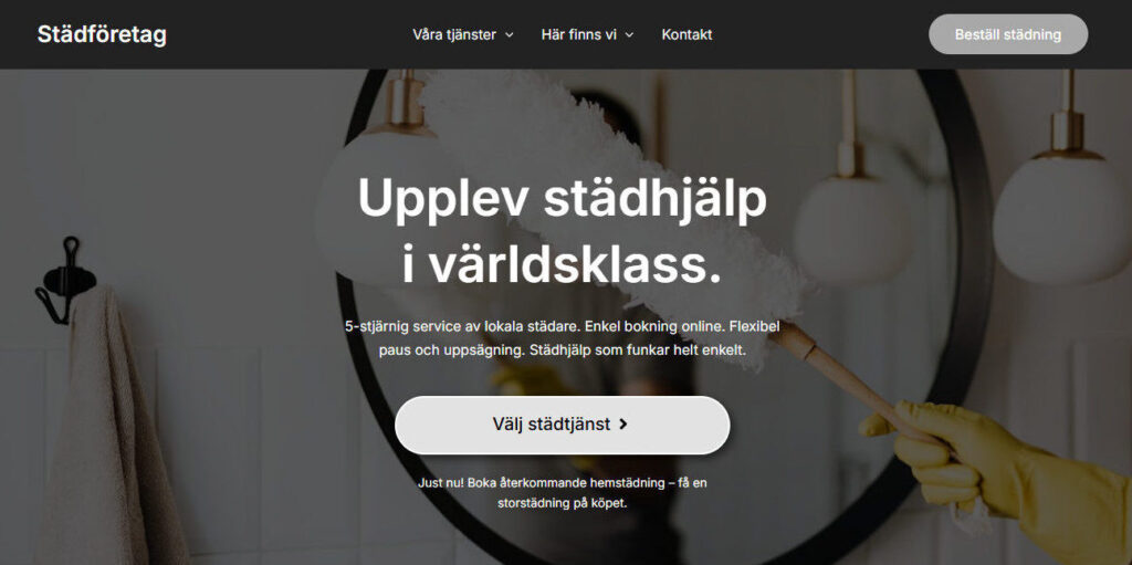 Ny Hemsida åt anonymt städföretag